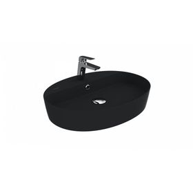 Creavit Loop Oval İnce Mat Siyah Batarya Delikli 60 cm LP161-00SM00E-0000 Masaüstü Setüstü Çanak Lavabo