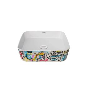 Creavit LP0401 Loop 40 cm Grafiti Desen Uygulamalı Kare Çanak Lavabo
