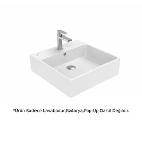 Creavit NX256 Next Beyaz 50 cm Kare Tezgah Üstü Lavabo