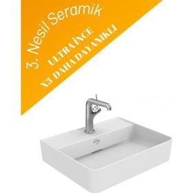 Creavit RB051 Ruby 50x40 cm İnci Mat Beyaz Tezgah Üzeri Lavabo