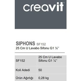 Creavit SF152 25 cm G1 1/4'' U Lavabo Sifonu
