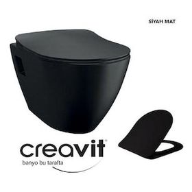 Creavit TP325-00SM00E-0000 Terra Mat Siyah Asma Klozet