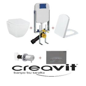 Creavit TP326+KC1603.03 Tetra Beyaz Kanallı Asma Klozet Seti
