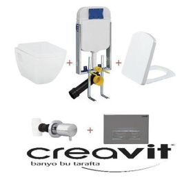 Creavit TP326+KC1603.03 Tetra Beyaz Kanallı Asma Klozet Seti