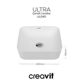 Creavit UL040 40 cm Mat Antrasit Siyah Ultra Kare Çanak Lavabo