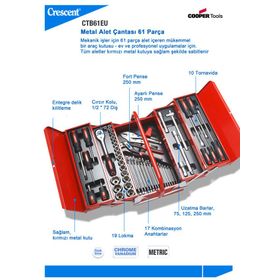 Crescent CTB 61EU 61 Parça Metal Takım Çantalı Profesyonel Alet Seti