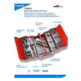 Crescent CTB 61EU 61 Parça Metal Takım Çantalı Profesyonel Alet Seti