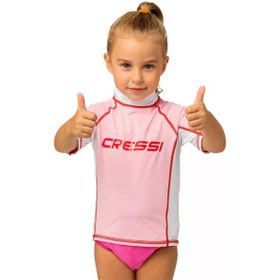 Cressi Rash Guard Junior Girl No 2 Pembe Beyaz Kısa Kollu T-Shirt