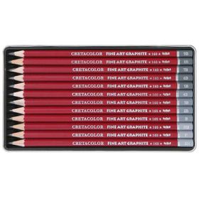Cretacolor 16052 Cleos Fine Art Graphite 12'li Metal Kutulu Dereceli Kalem Seti