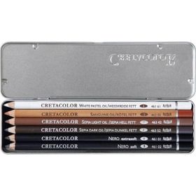 Cretacolor 40007 Oil Pencil Pocket 6'lı Metal Kutu Yağlı Çizim Kalemleri