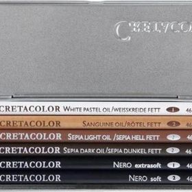 Cretacolor 40007 Oil Pencil Pocket 6'lı Metal Kutu Yağlı Çizim Kalemleri