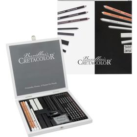 Cretacolor Black White Drawing Set Premium Ahşap Kutu 25'li 40025 Çizim Seti