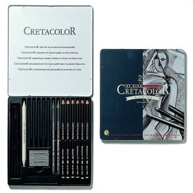 Cretacolor Metal Kutu 20 Parça Black Box Karakalem Çizim Seti