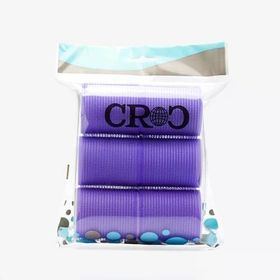Croc 1203 Mor Cırtlı Sünger Bigudi 6'lı Çap 5 cm +10'lu Plastik Saç Pensi
