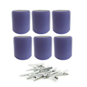 Croc 1203 Mor Cırtlı Sünger Bigudi 6'lı Çap 5 cm +12'li Alüminyum Saç Pensi