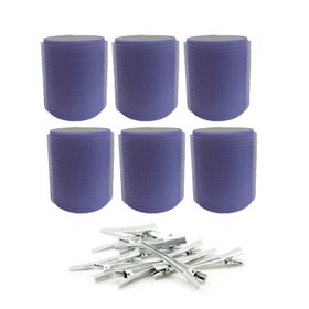 Croc 1203 Mor Cırtlı Sünger Bigudi 6'lı Çap 5 cm +12'li Alüminyum Saç Pensi