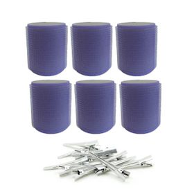 Croc 1203 Mor Cırtlı Sünger Bigudi 6'lı Çap 5 cm +12'li Alüminyum Saç Pensi