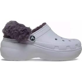 Crocs 212854-5BO Classic Platform Fuzz Lined Clog Frosted Grape Terlik