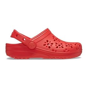 Crocs Classic Floral Cut Out Clog T 210944-6ZR Kırmızı Çocuk Terlik