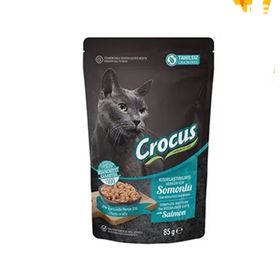 Crocus 12x85 gr Tahılsız Pouch Jöleli Somonlu Kısırlaştırılmış Konserve Kedi Maması