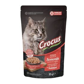 Crocus 6x85 gr Tahılsız Kedi Somonlu Pouch Jöleli Yaş Mama