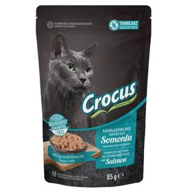 Crocus 85 gr Tahılsız Pouch Jöleli Somonlu Kısırlaştırılmış Konserve Kedi Maması