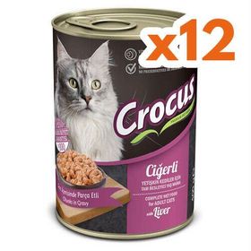 Crocus Ciğerli Sos İçinde Parça Etli 12x400 gr Kedi Konservesi