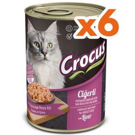 Crocus Ciğerli Sos İçinde Parça Etli 6x400 gr Kedi Konservesi
