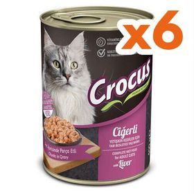 Crocus Ciğerli Sos İçinde Parça Etli 6x400 gr Kedi Konservesi