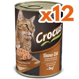 Crocus Dana Etli Sos İçinde Parça Etli 12x400 gr Kedi Konservesi