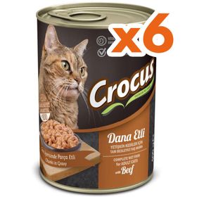 Crocus Dana Etli Sos İçinde Parça Etli 6x400 gr Kedi Konservesi