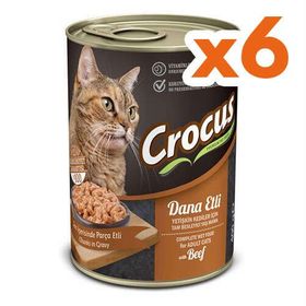 Crocus Dana Etli Sos İçinde Parça Etli 6x400 gr Kedi Konservesi