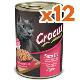 Crocus Kuzu Etli Sos İçinde Parça Etli 12x400 gr Kedi Konservesi