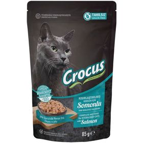 Crocus Tahılsız Somonlu Pouch Jöleli 85 gr Kısırlaştırılmış Kedi Konservesi