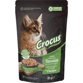 Crocus Tahılsız Yavru Tavuklu Jöleli Pouch 85 gr Yaş Kedi Mama