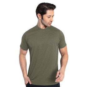 Crozwise 7134-04 Haki Yeşil Bisiklet Yaka Erkek T-shirt