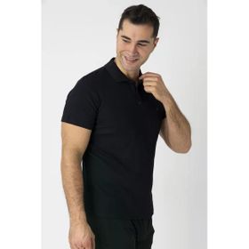 Crozwise 7152-10 Siyah Pamuk Pike Waffle Polo Yaka Tişört