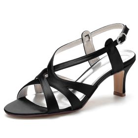 CrtTsks Slip-On Yüksek Topuklu Siyah Kadın Sandalet