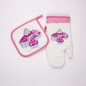 Crystal Cheries Mutfak Eldiveni ve Tutkaç Set