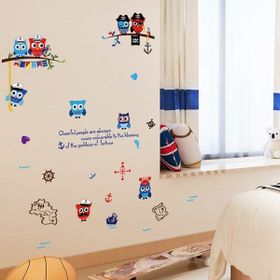 Crystal Kids Denizci Korsan Baykuşlar Çocuk Odası Dekorasyonu Duvar Sticker
