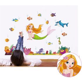 Crystal Kids Denizkızı Ve Balıklar Bebek Ve Çocuk Odası Pvc Duvar Stickerı