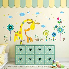 Crystal Kids Fantasik Zürafa Çiçekler Bebek Ve Çocuk Odası Duvar Stickerı