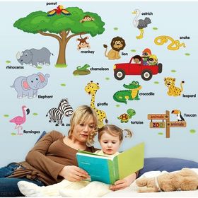Crystal Kids Orman Hayvanları Ve İsimleri Çocuk Ve Bebek Odası Pvc Duvar Stickerı