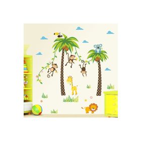 Crystal Kids Palmiyeler Ve Sevimli Hayvanlar Bebek Ve Çocuk Odası Pvc Duvar Stickerı
