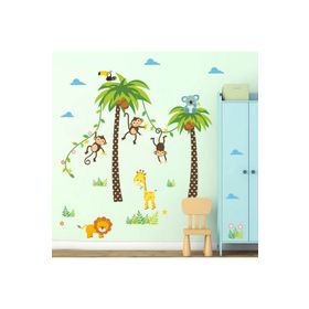 Crystal Kids Palmiyeler Ve Sevimli Hayvanlar Bebek Ve Çocuk Odası Pvc Duvar Stickerı