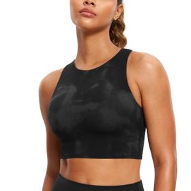 CRZ YOGA Butterluxe Racer Sırt Yastıklı Siyah Batik Çiçekler Kadın Spor Sütyeni