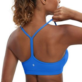 CRZ YOGA Butterluxe Racerback Balensiz Y-Sırt Işıltılı Mavi Kadın Spor Sütyeni