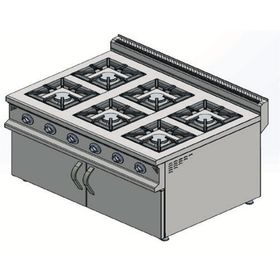 Csa İnox Karacasan 900 Seri Dolaplı 120 cm 6 Gözlü Doğalgazlı Ocak