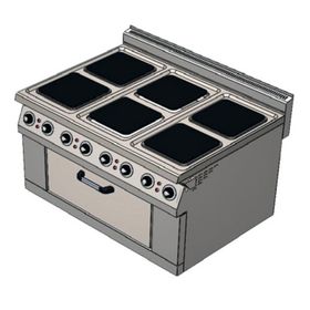 Csa İnox Karacasan 900 Seri Dolaplı 120 cm 6 Gözlü Elektrikli Kuzineli Ocak
