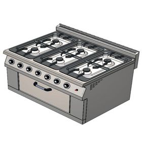 Csa İnox Karacasan 900 Seri Dolaplı 120 cm 6 Gözlü Tüplü Kuzineli Ocak